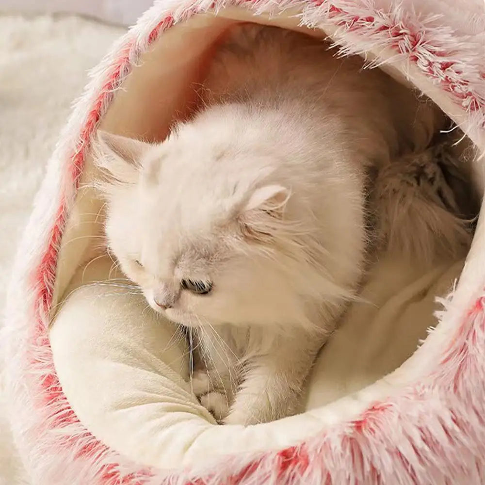 Winter Plush Cat Bed