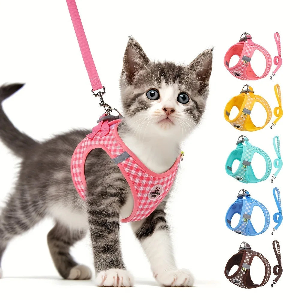 Plaid Cat Harness Leash