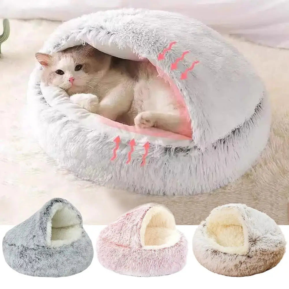 Winter Plush Cat Bed