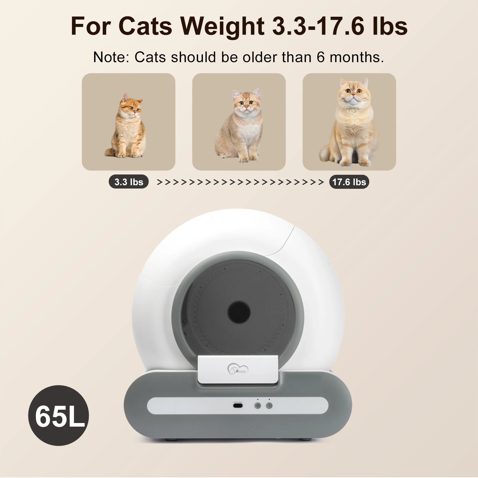 65L Self-Cleaning Litter Box